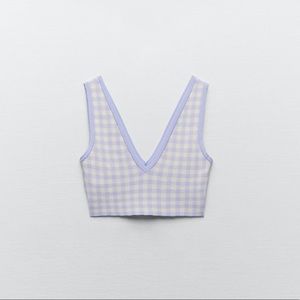 zara gingham knit top